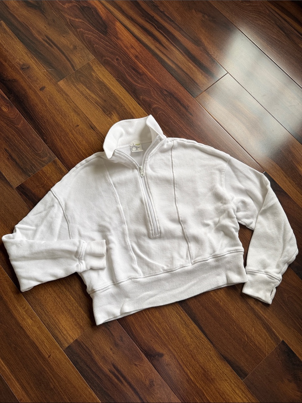 Offline by Aerie 100% Cotton Ribbed Crop Mock Neck Pullover Lightweight M
